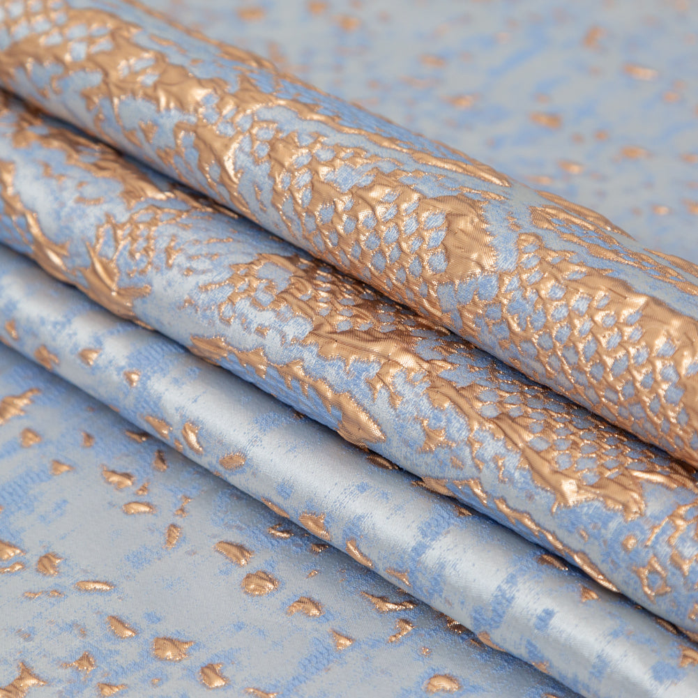 Metallic Gold and Periwinkle Reptilian Luxury Brocade - Joann Fabrics