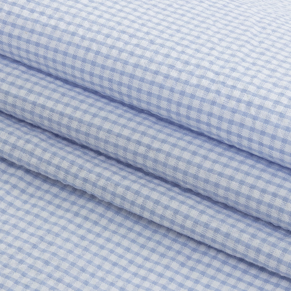 Organic Cotton Seersucker - Light Blue Gingham - Olinda Collection - Joann Fabrics