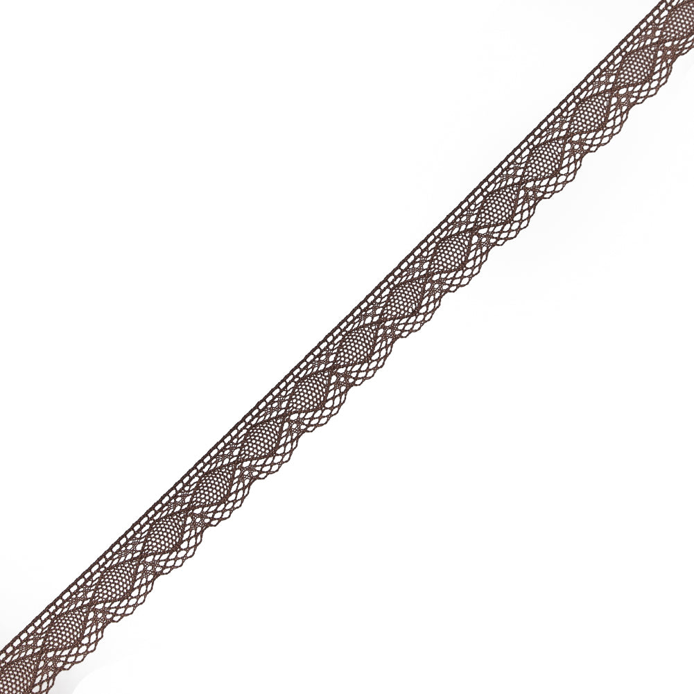 European Brown Crochet Lace Cotton Trim with Scalloped Edge - 3/4