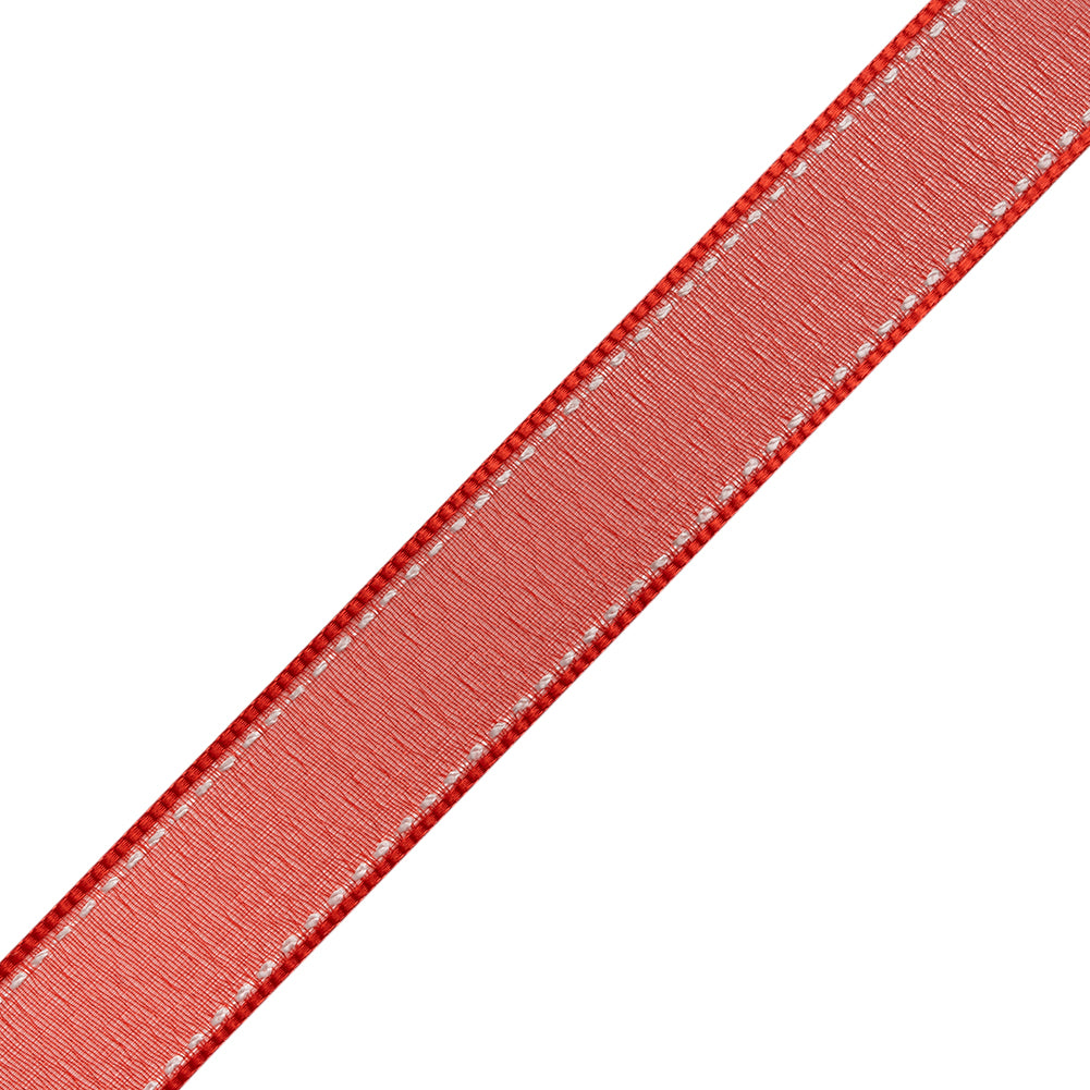 Sheer Ribbon with White Stitched Border - 0.75