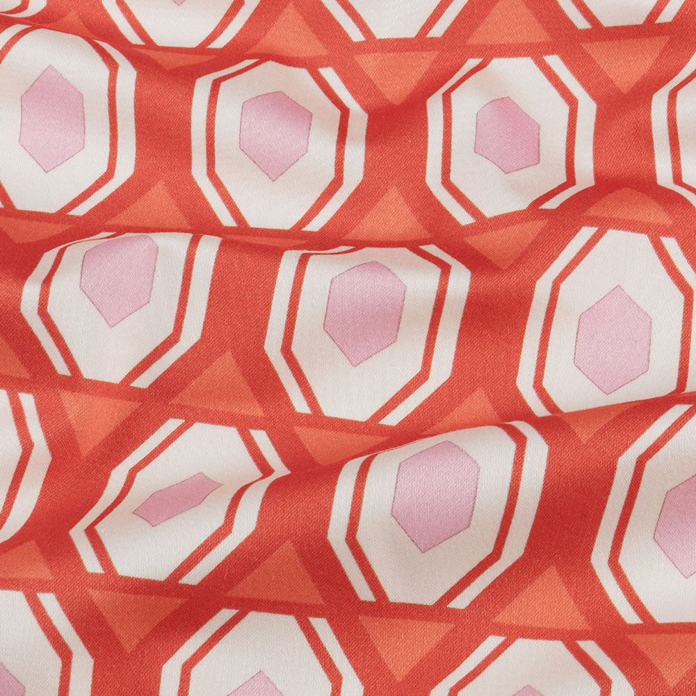 Stretch Cotton Sateen - Red Honeycomb Diamonds - Arcade Fever Print - Mood Exclusive Yesterday Collection - Joann Fabrics