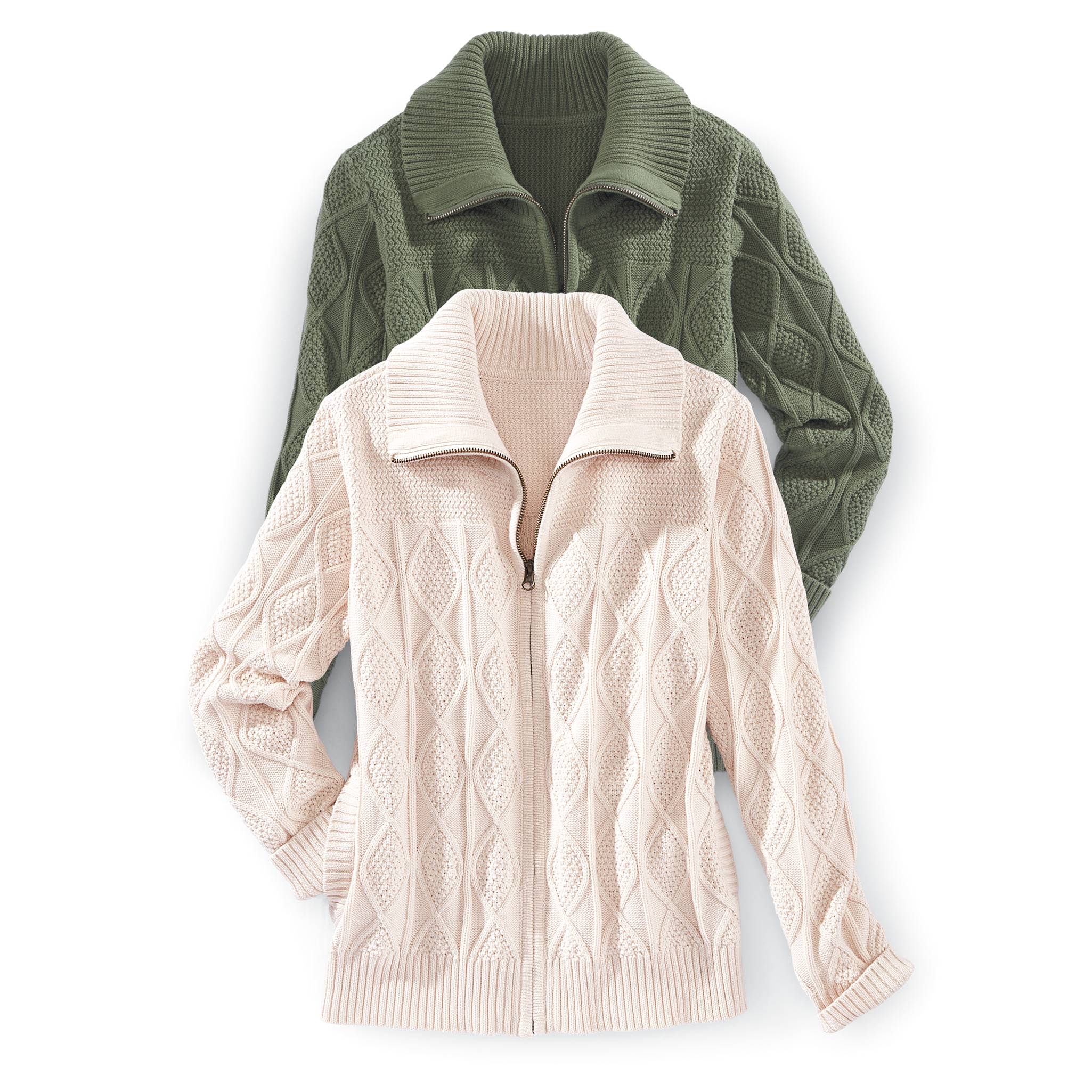 Cable-Knit Zip-Front Cardigan - Northstyle Catalog