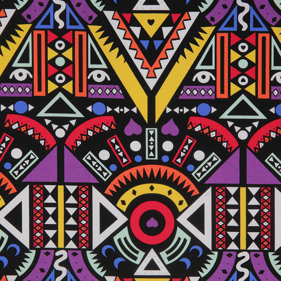 Purple/Yellow Multicolor Geometric Printed Stretch Cotton Twill - Joann Fabrics