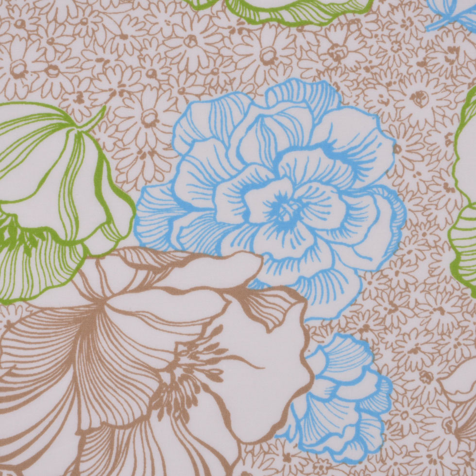 White/Beige/Sky Blue/Kiwi Multicolor Floral Cotton Print - Joann Fabrics