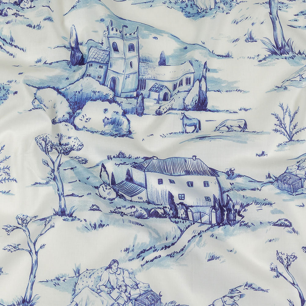 Cotton Voile - Blue and White Toile - Blue Period Print - Mood Exclusive Indigo Collection - Joann Fabrics