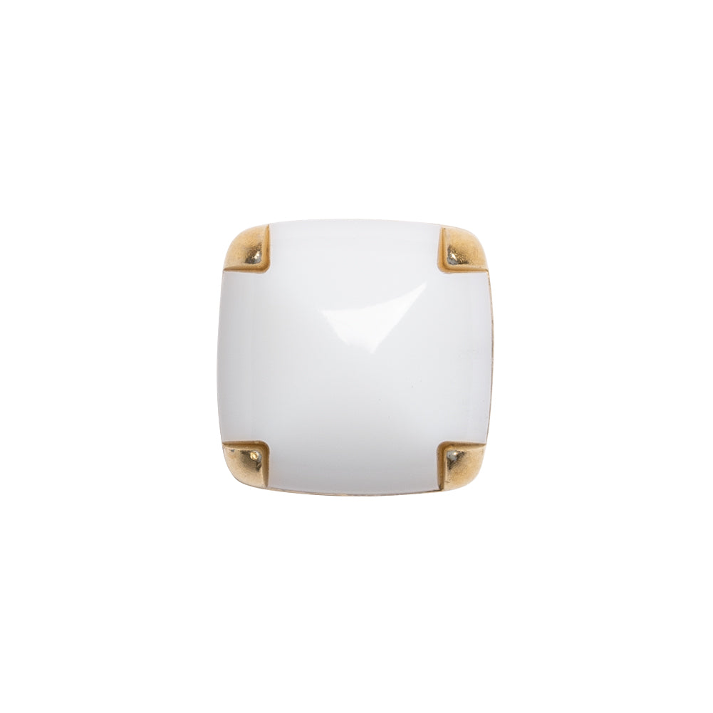Square Plastic Shank Back Button - White and Metallic Gold Faux Stone - 24L/15mm - Joann Fabrics
