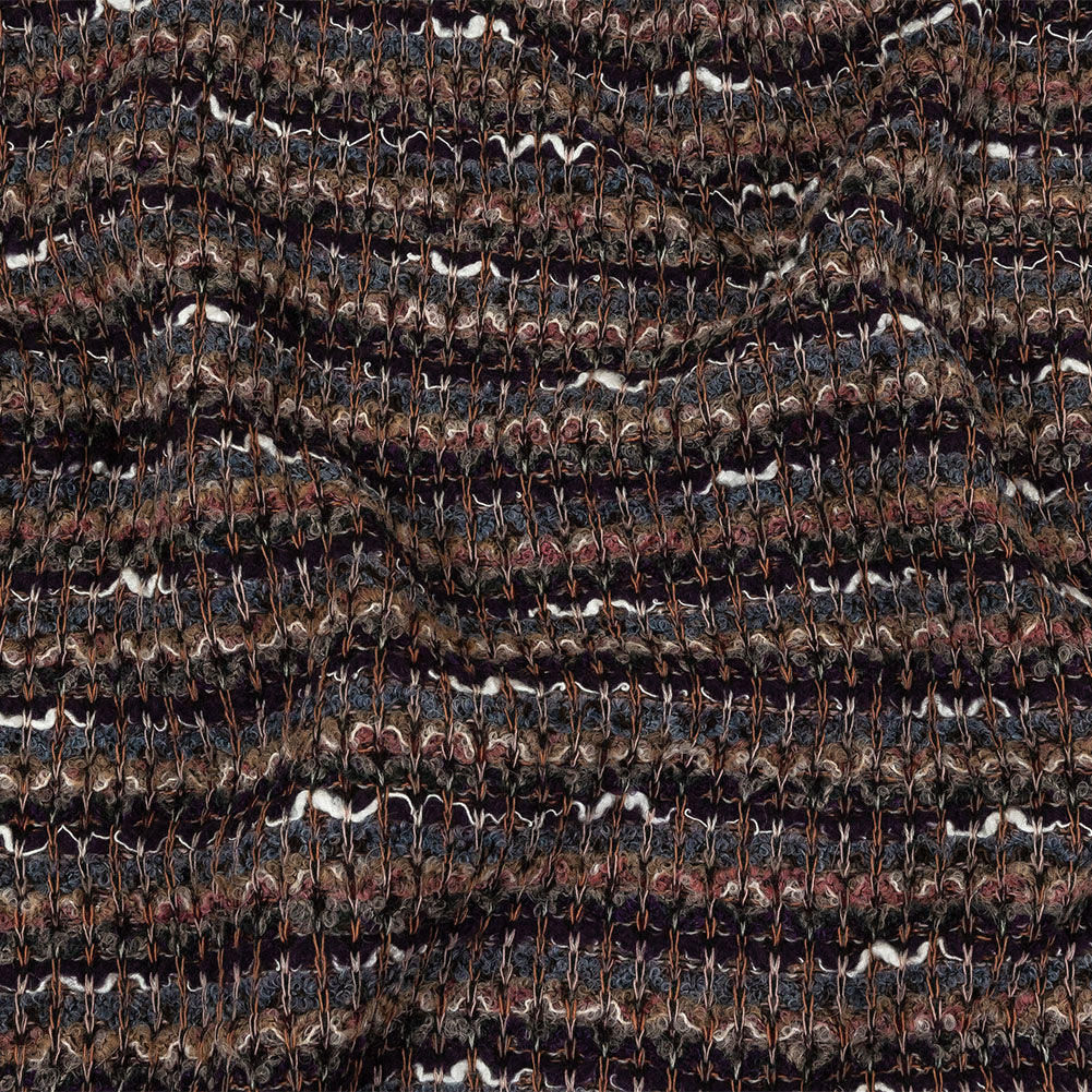 Dusty Blue, Olive and Mysterioso Striped Boucle Blended Wool Sweater Knit - Joann Fabrics