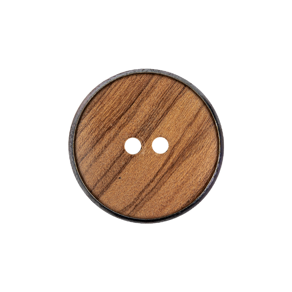Portuguese Natural Wood Set-in Gunmetal 2-Hole Button - 35L/22mm - Joann Fabrics