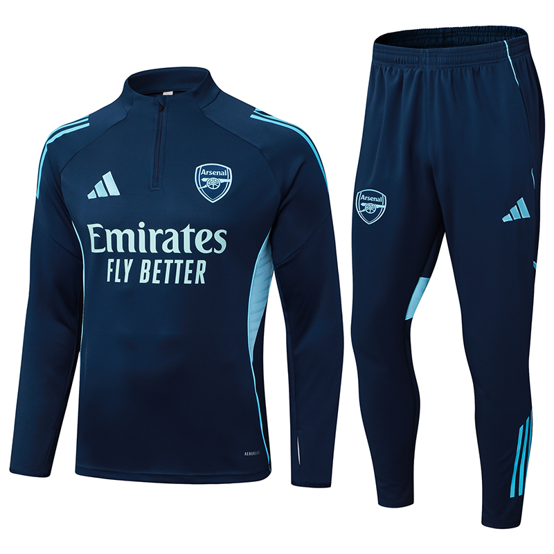 2025/2026 Arsenal Half-Pull Training Suit Royal Blue Football Shirt 1:1 Thai Quality Set
