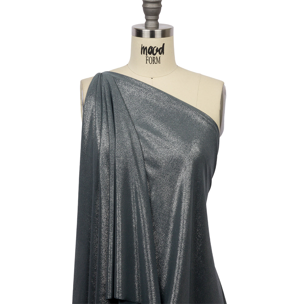 Foiled ITY Interlock Knit - Steel Gray and Silver - Gaby Collection - Joann Fabrics