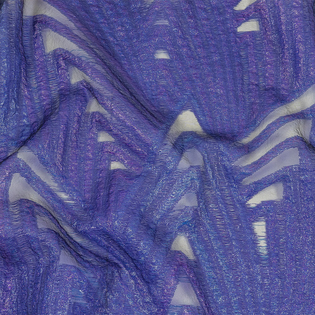 Metallic Blue and Purple Abstract Sheer Luxury Burnout Brocade - Joann Fabrics