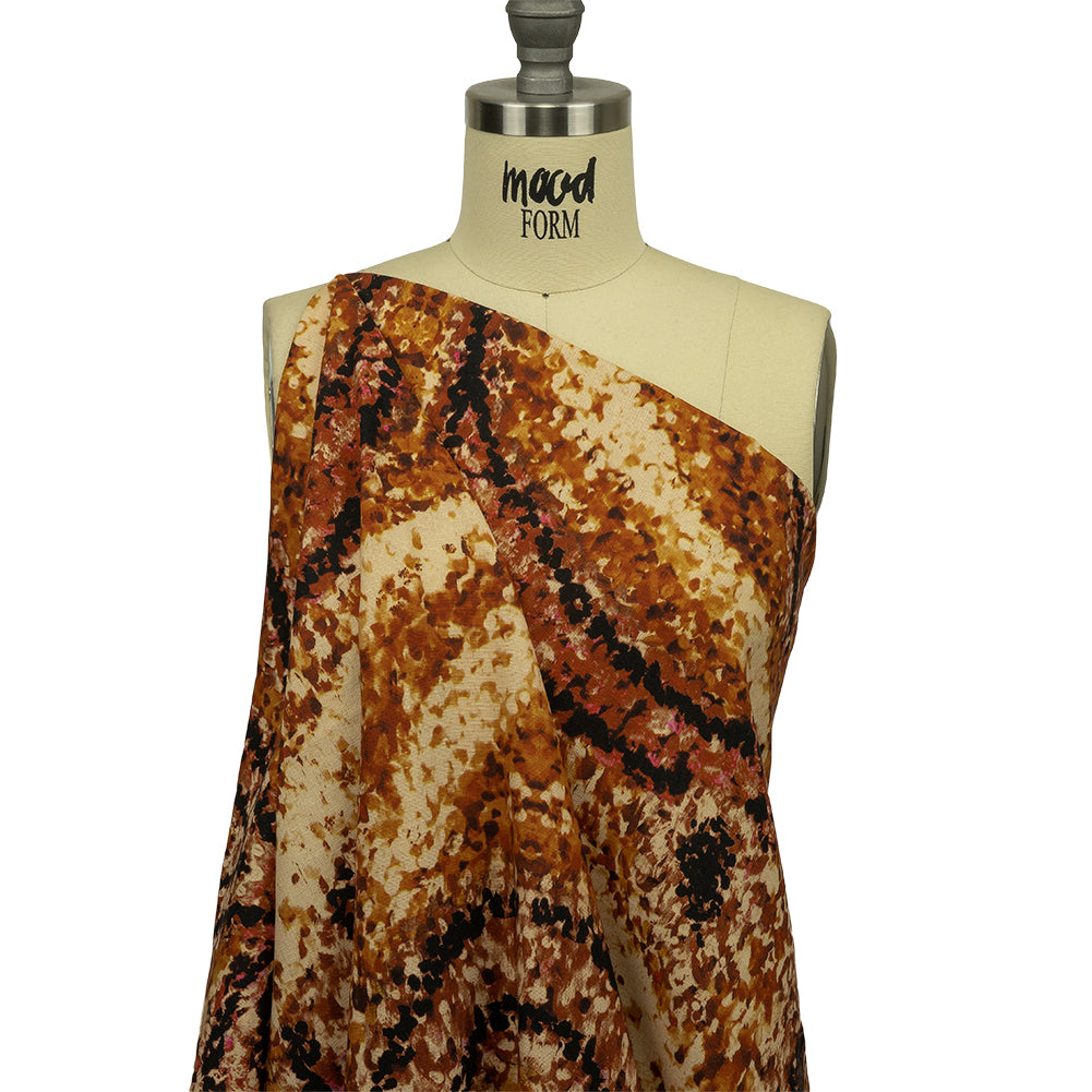 Linen and Rayon Woven - Beige and Orange Abstract - Summit Sketches Print - Mood Exclusive Rockland Collection - Joann Fabrics