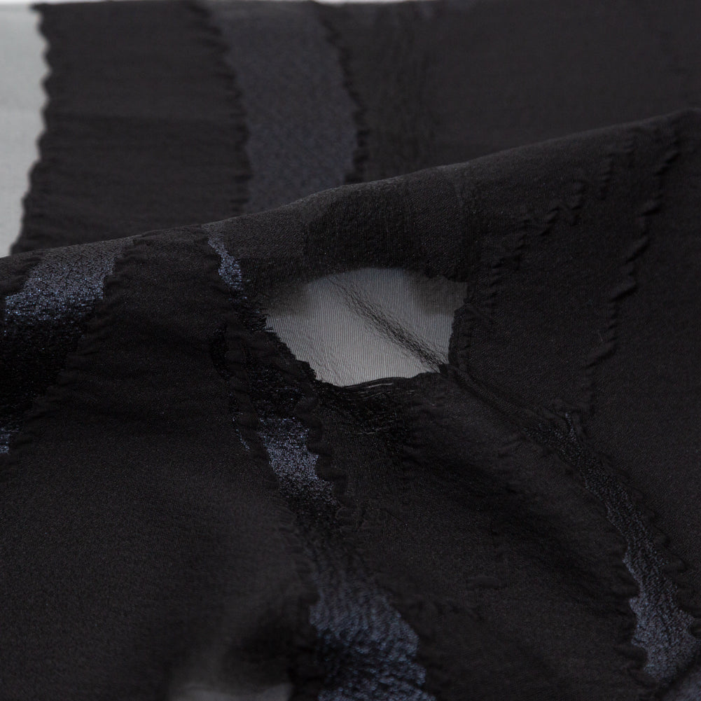 Metallic Navy and Black Luxury Crinkled Organza Burnout Brocade - Joann Fabrics