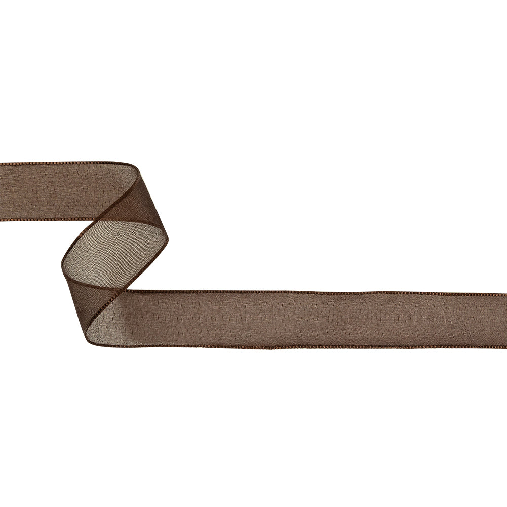 Brown Shimmering Organza Ribbon with Woven Edges - 1.125