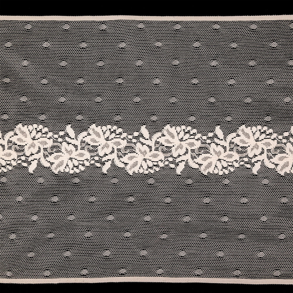 Pale Pink Floral and Polka Dots Lace Trim - 7.625