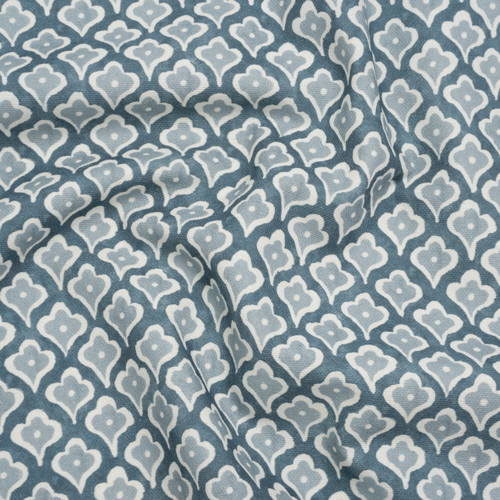 Brushed Cotton and Linen Canvas Print - Denim Flower Petal Ogees - British Imported - Joann Fabrics