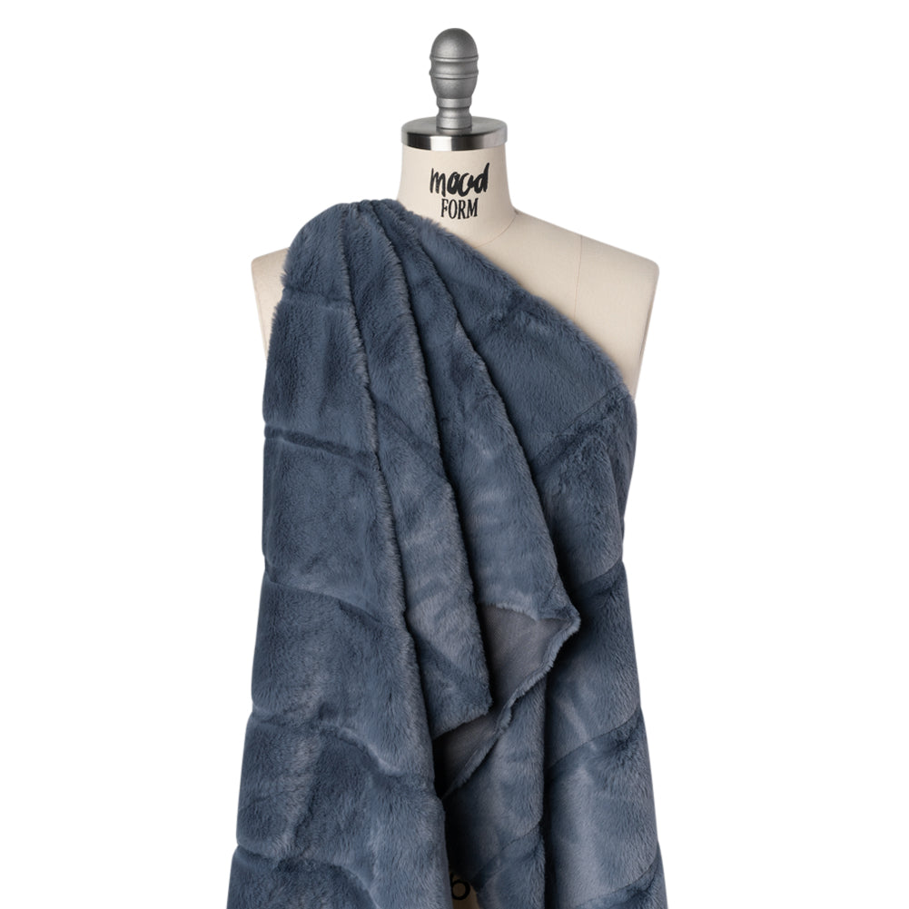 Short Pile Recycled Polyester Faux Fur - Slate Blue Cut Stripes - Joann Fabrics