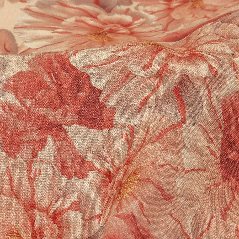 Pink, Red and Gray Packed Florals Stretch Linen and Rayon Woven - Joann Fabrics