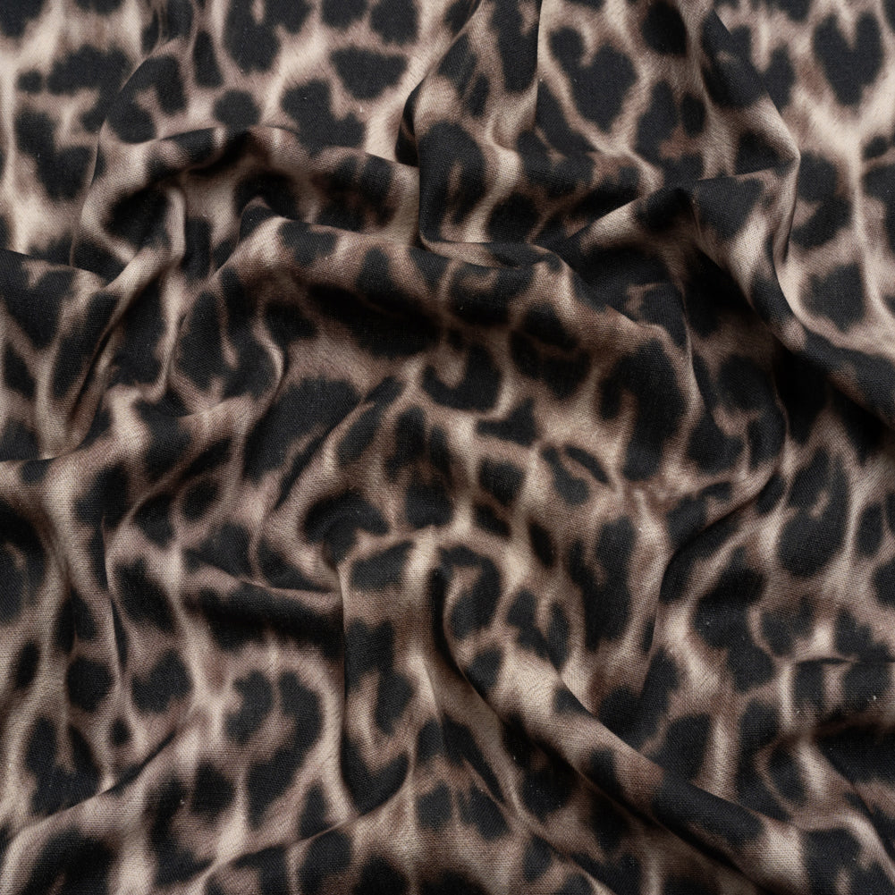 Linen and Rayon Woven - Black and Beige Leopard - Shade of the Acacia Print - Mood Exclusive Kilimanjaro Collection - Joann Fabrics