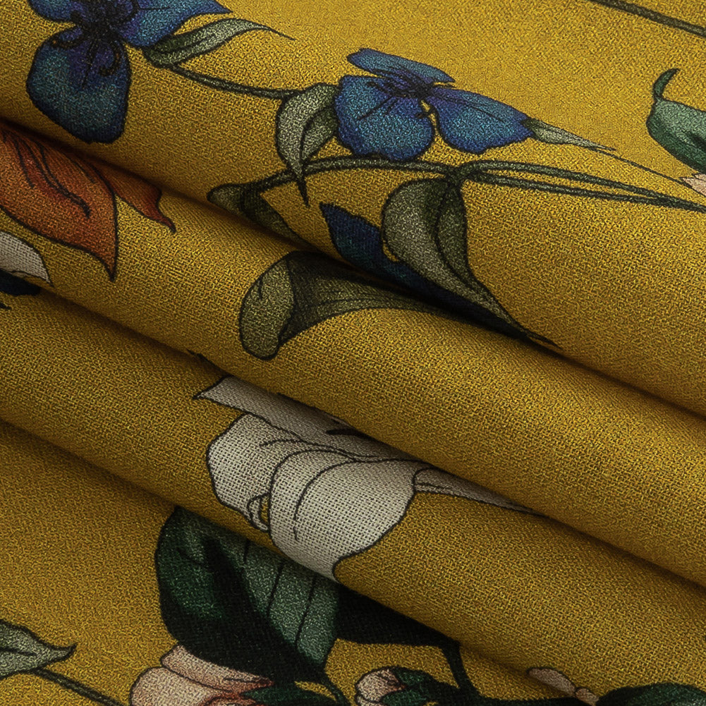 Cotton Voile - Yellow Floral - Mediterranean Dreams Print - Mood Exclusive St. Tropez Collection - Joann Fabrics
