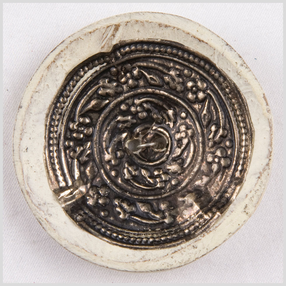 White and Silver Foiled 2-Hole Coconut Button - 74L/47mm - Joann Fabrics