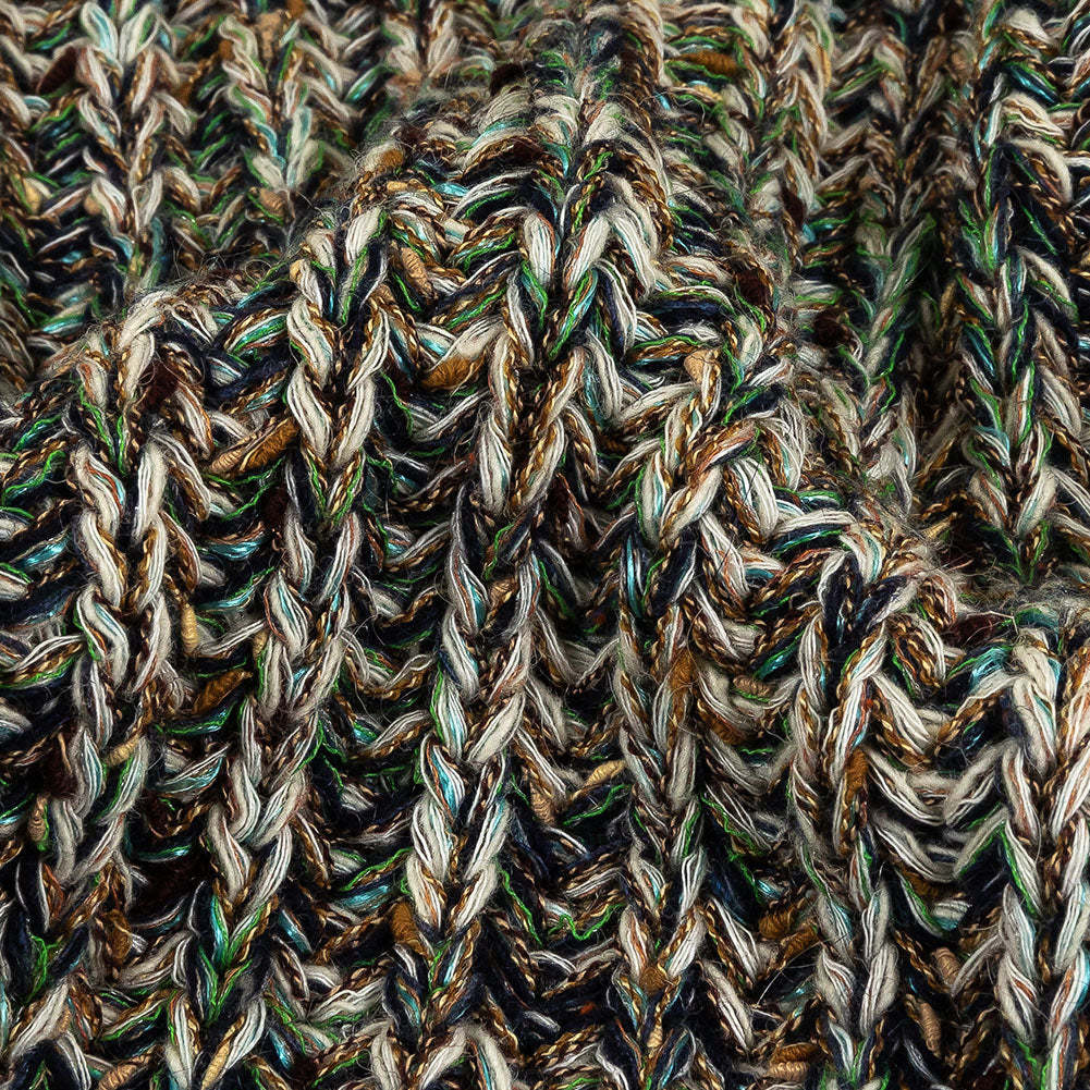 Green, Beige and Total Eclipse Mottled Chunky Wool Rib Knit - Joann Fabrics