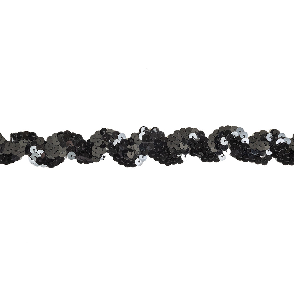 Black Sequins Ric Rac Trim - 1.125