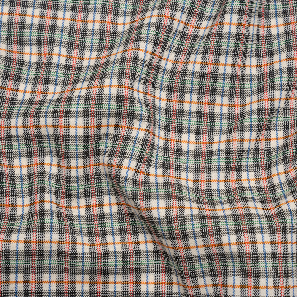 Stretch Cotton Twill - Charcoal, Cream, and Multicolor Plaid - Deadstock - Joann Fabrics