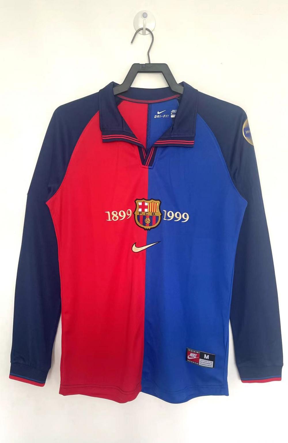 1999/2000 Retro Barcelona Home 100th Anniversary Edition Football Jersey Long Sleeve 1:1 Thailand Quality
