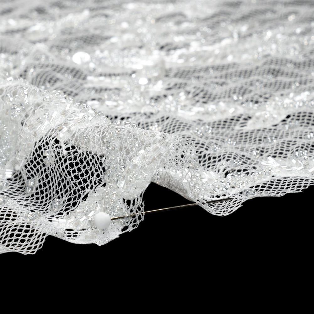 Beaded Lace with Finished Edges - White Foliage - Joann Fabrics