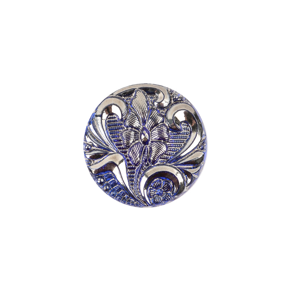 Cobalt Translucent Floral Shank Back Glass Button - 28L/18mm - Joann Fabrics