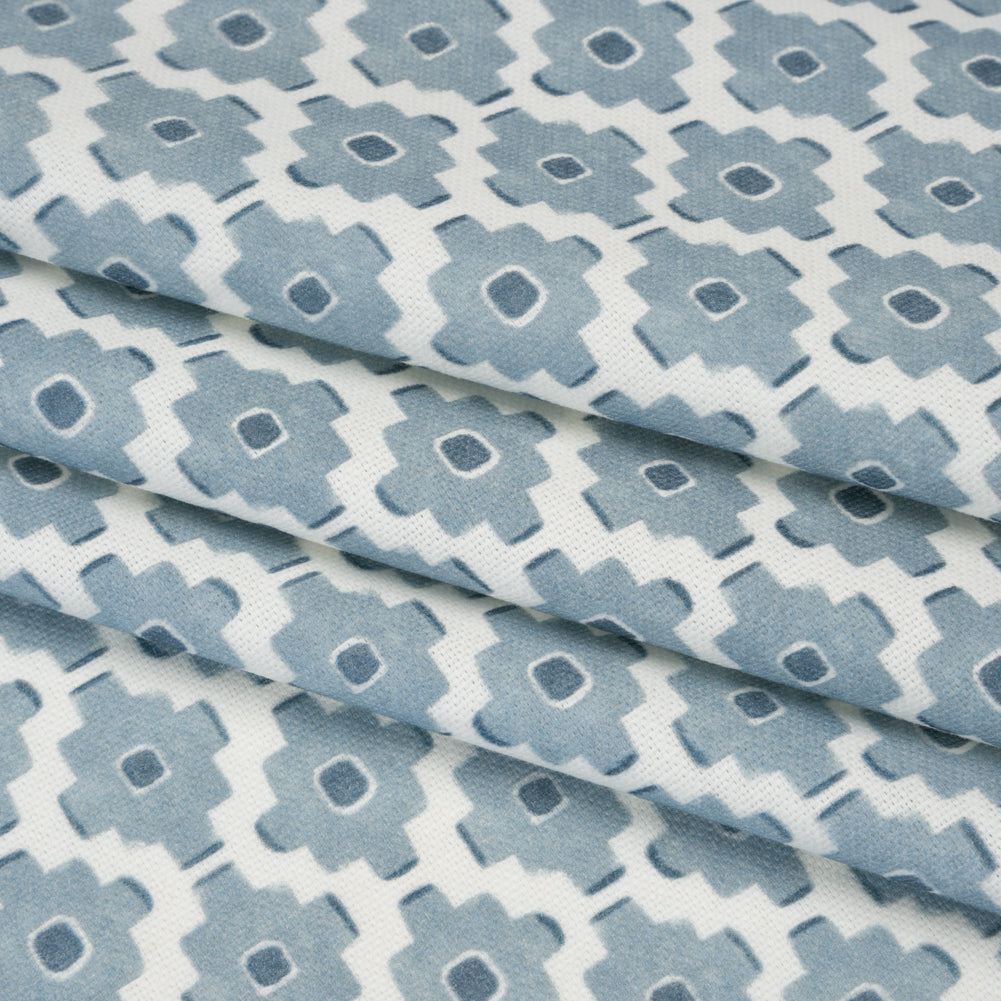 Brushed Cotton and Linen Canvas Print - Marine Small Geometric Diamonds - British Imported - Joann Fabrics