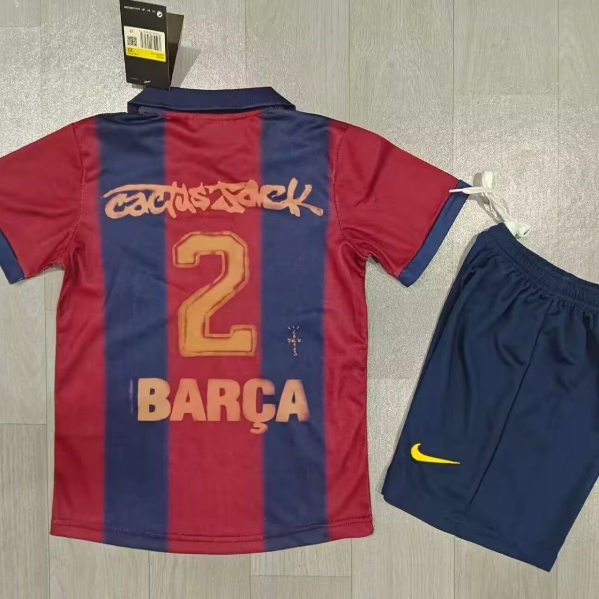 2024/2025 Barcelona x Travis Scott Collab Joint Retro Jersey 1:1 Thai Quality Kids Size