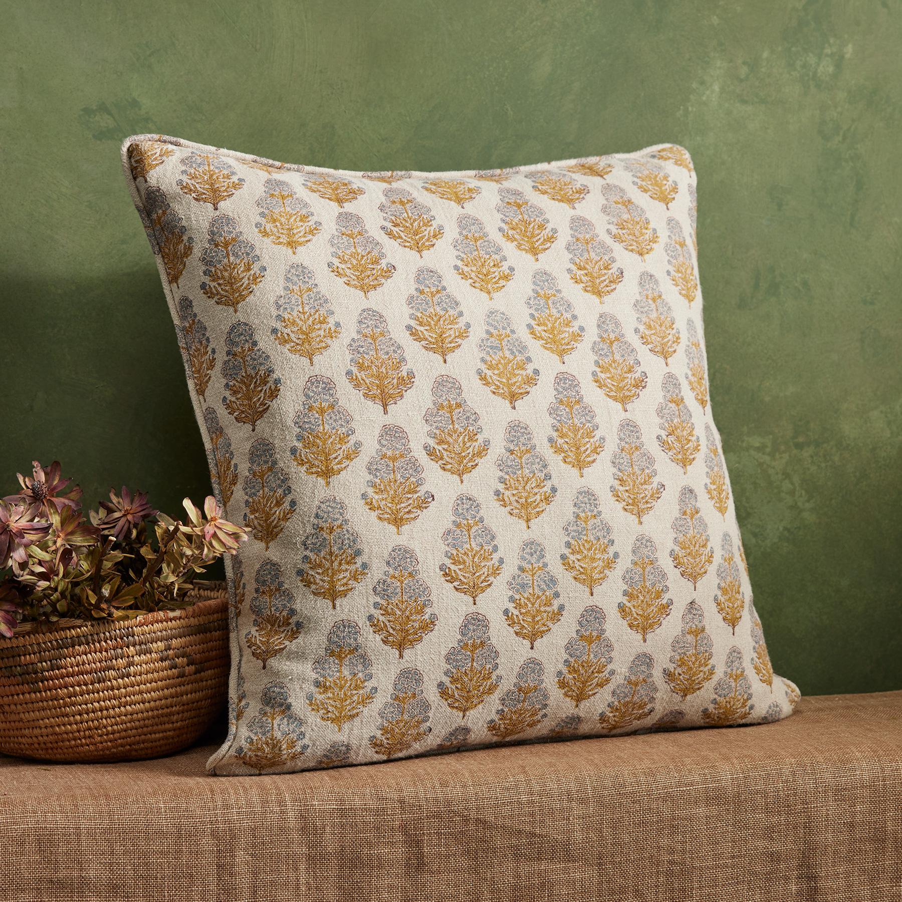 Marigold Bloom Block Print Pillow - Blair Catalog