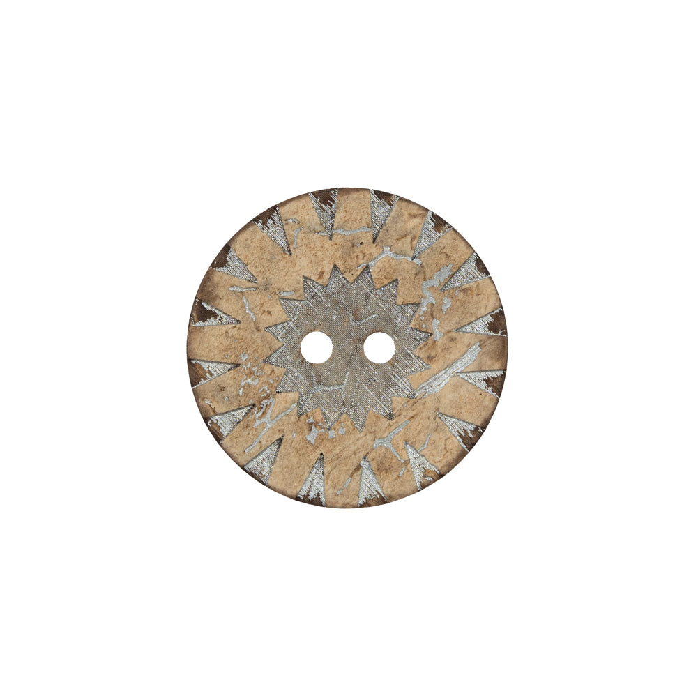 Italian Beige and Silver Carved Coconut Button - 32L/20mm - Joann Fabrics