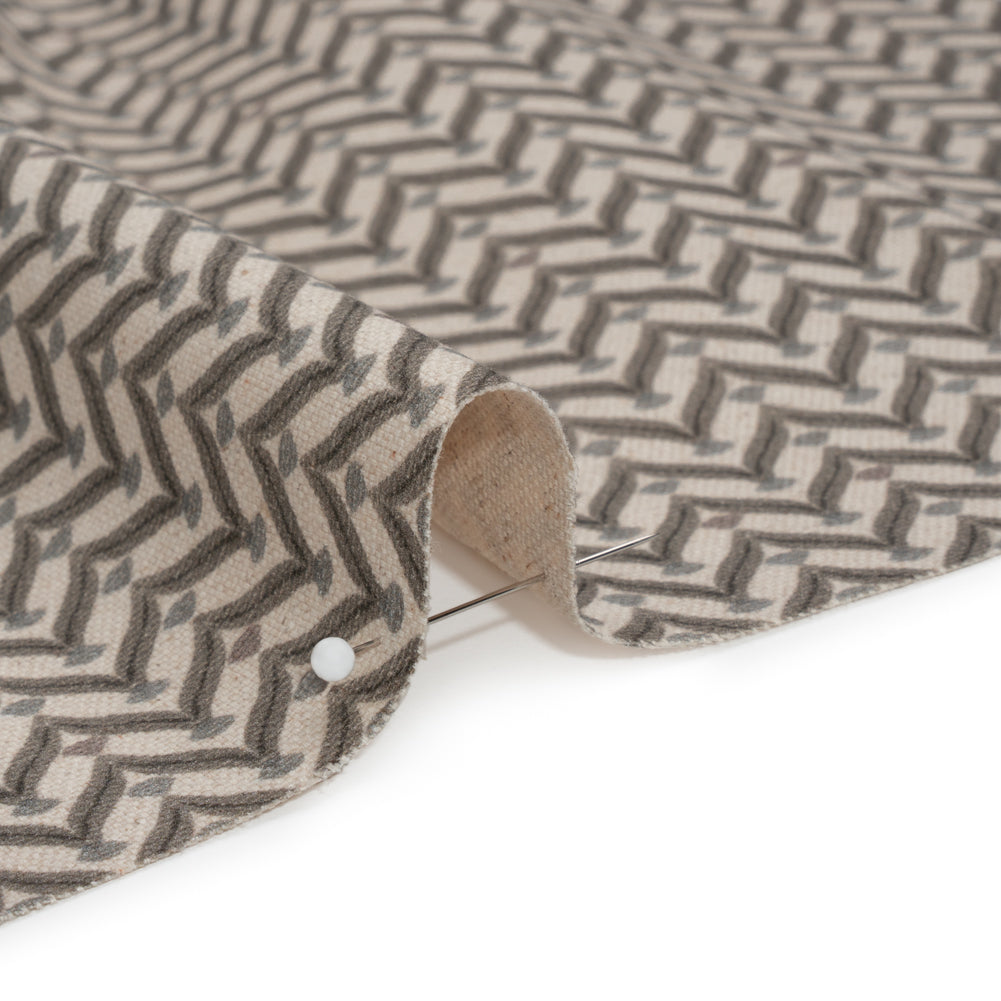 Cotton and Linen Canvas Print - Smoke Leafy Chevrons - British Imported - Joann Fabrics