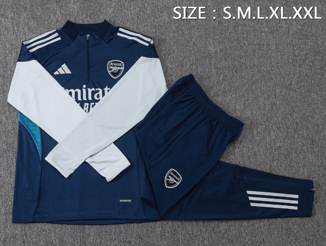 2025/2026 Arsenal Half-Pull Training Suit Royal Blue Football Shirt 1:1 Thai Quality Set 01