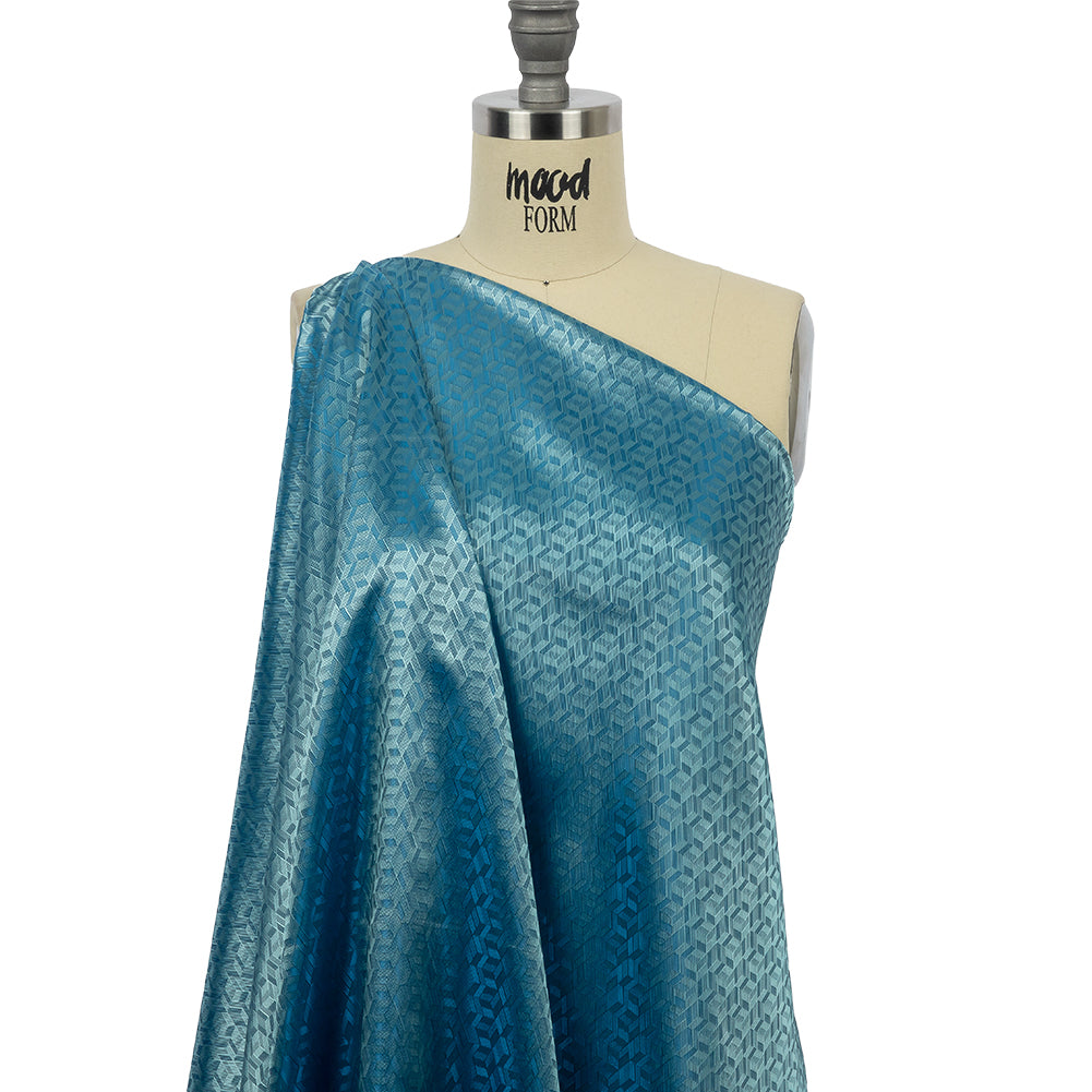 Geometric Jacquard Lining - Country Blue and Aqua Bi-Color - Joann Fabrics
