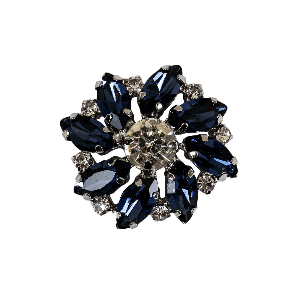 Italian Silver, Navy and Crystal Rhinestone Button - 40L/25.5mm - Joann Fabrics