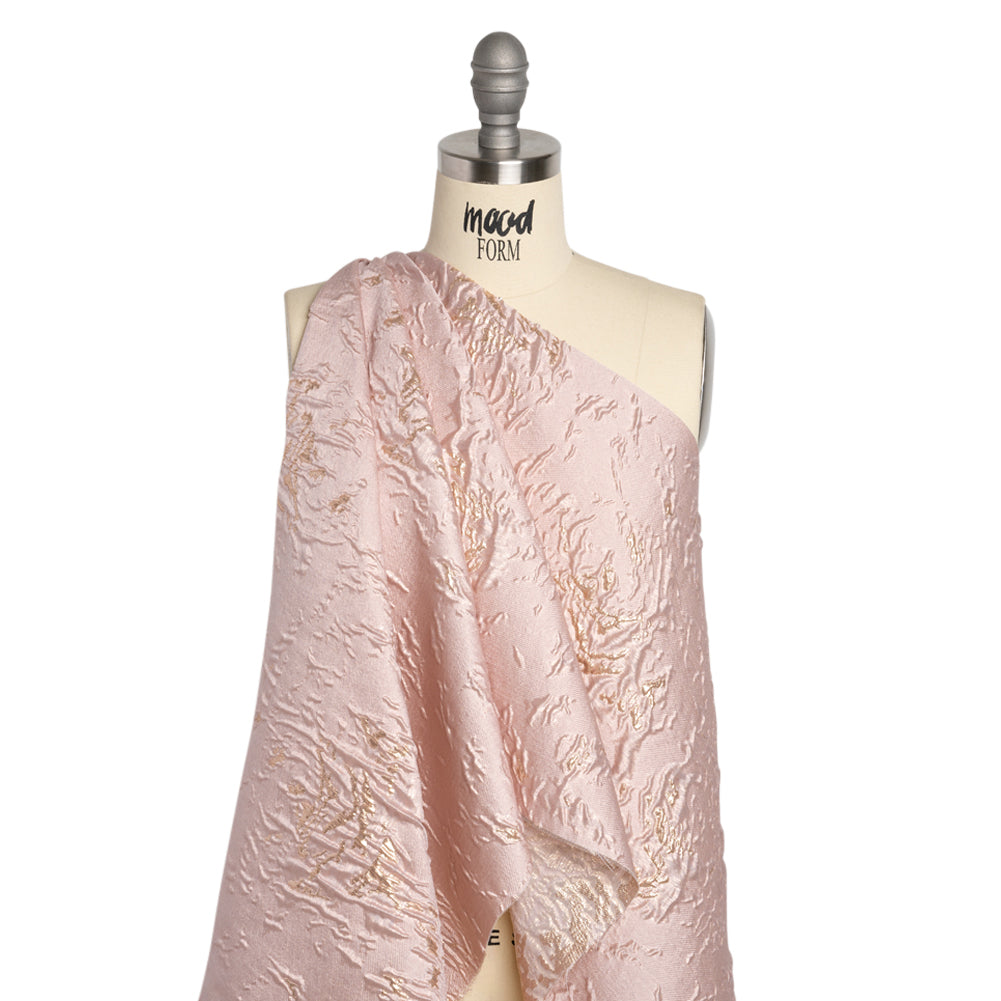 Metallic Gold and Baby Pink Crackled Abstract Luxury Brocade - Joann Fabrics