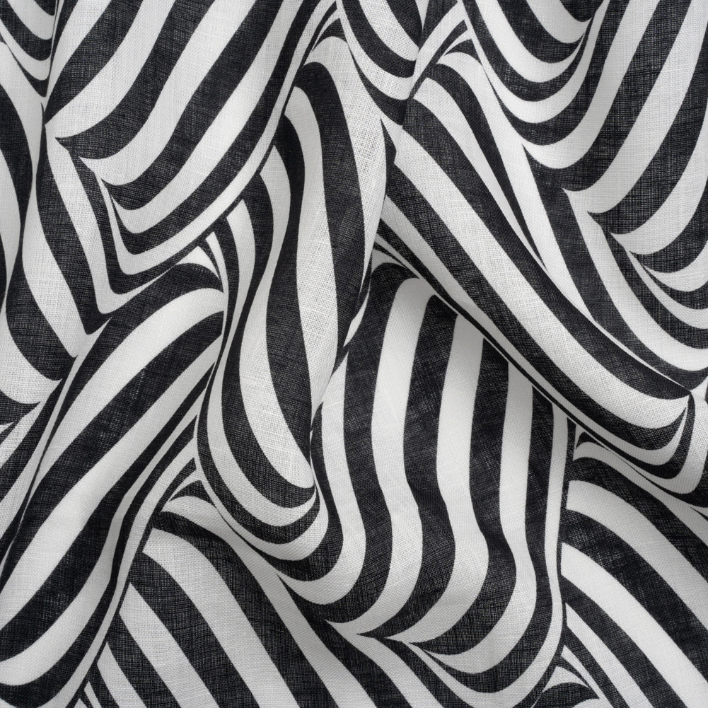 Black and White Swirling Stripes Lightweight Linen Woven - Joann Fabrics