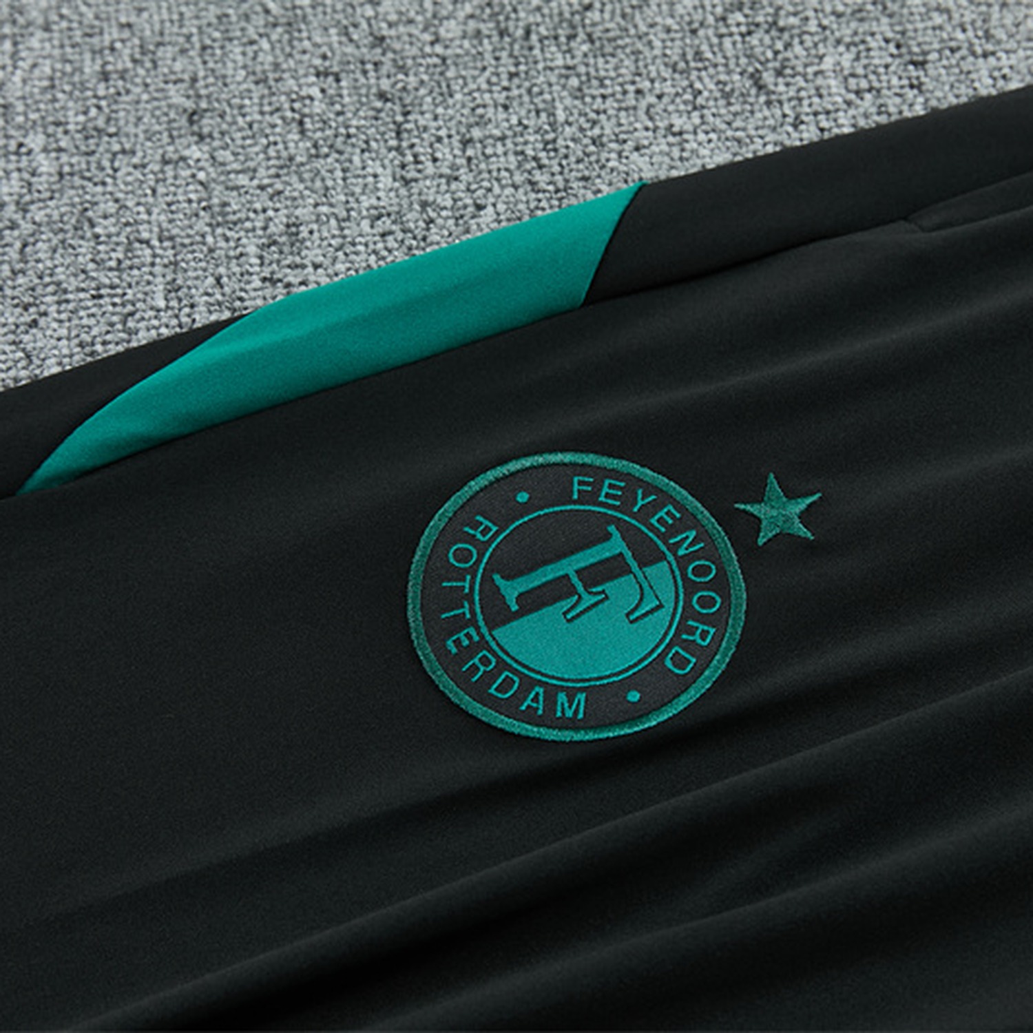 Feyenoord 26-27 Long Sleeve Training Set - Black With Green Top & Black Pants - UnitedFutballJersey