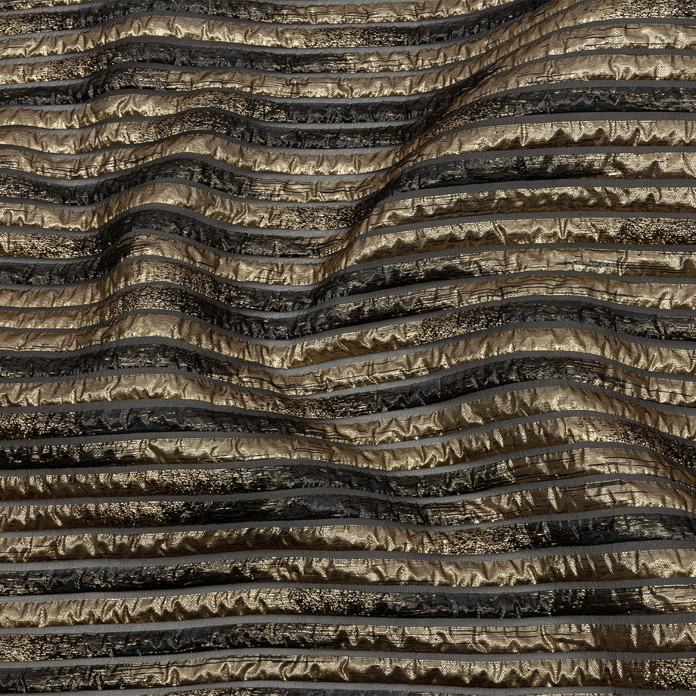 Metallic Gold and Black Luxury Striped Burnout Brocade - Joann Fabrics