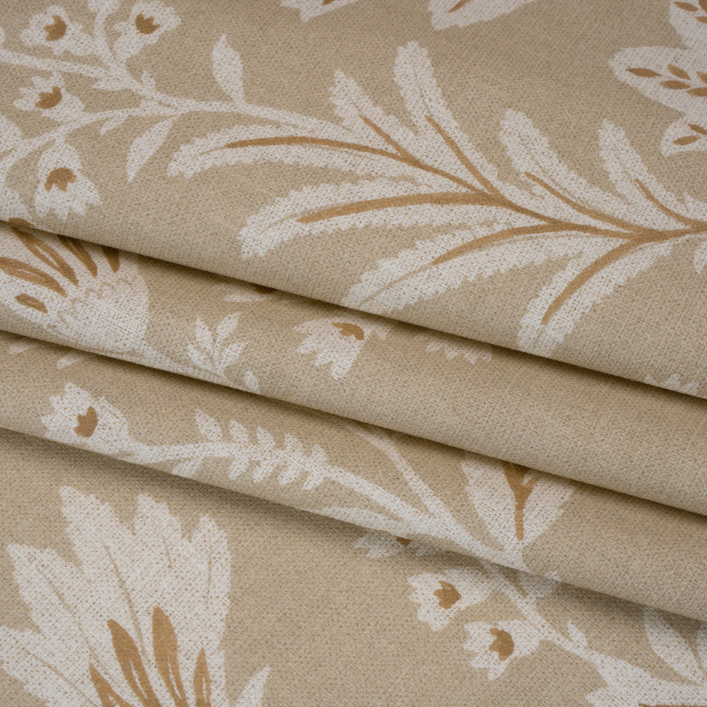 Printed Cotton Canvas - Linen Leafy Sprays and Little Flowers - British Imported - Joann Fabrics