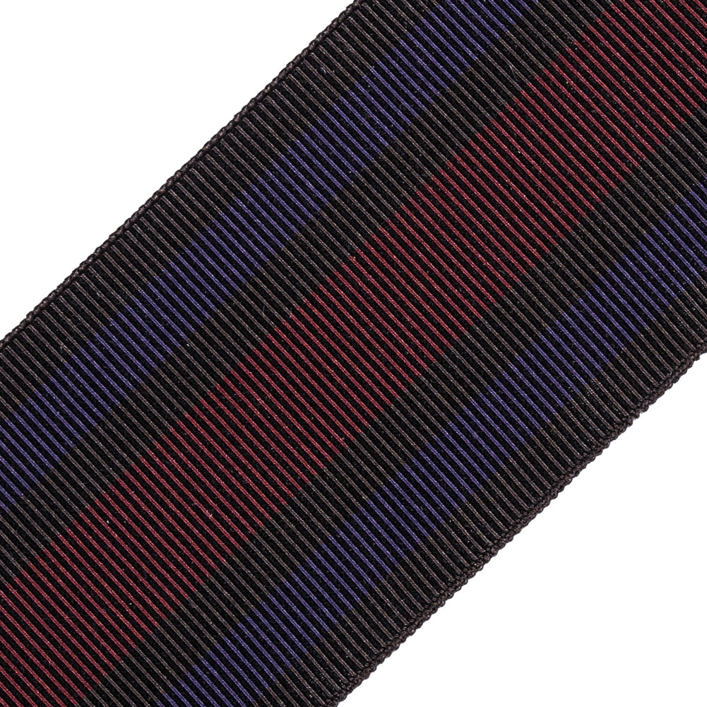 Italian Brown/Red/Purple Striped Stretch Grosgrain Ribbon - 2
