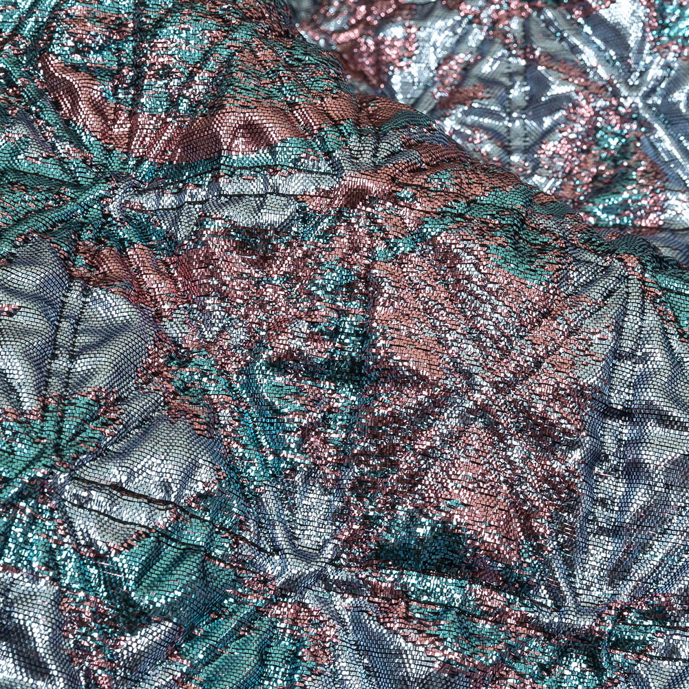 Metallic Powder Blue, Aqua and Baby Pink Lattice Quilted Look Luxury Brocade - Joann Fabrics