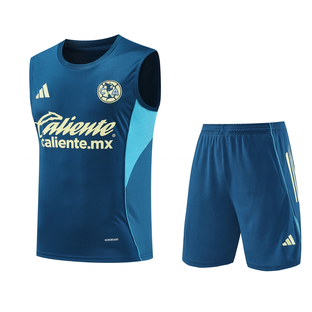 Club América 25-26 Short-Sleeve Training Set - Royal Blue With Light Blue Accents Top & Pants - UnitedFutballJersey