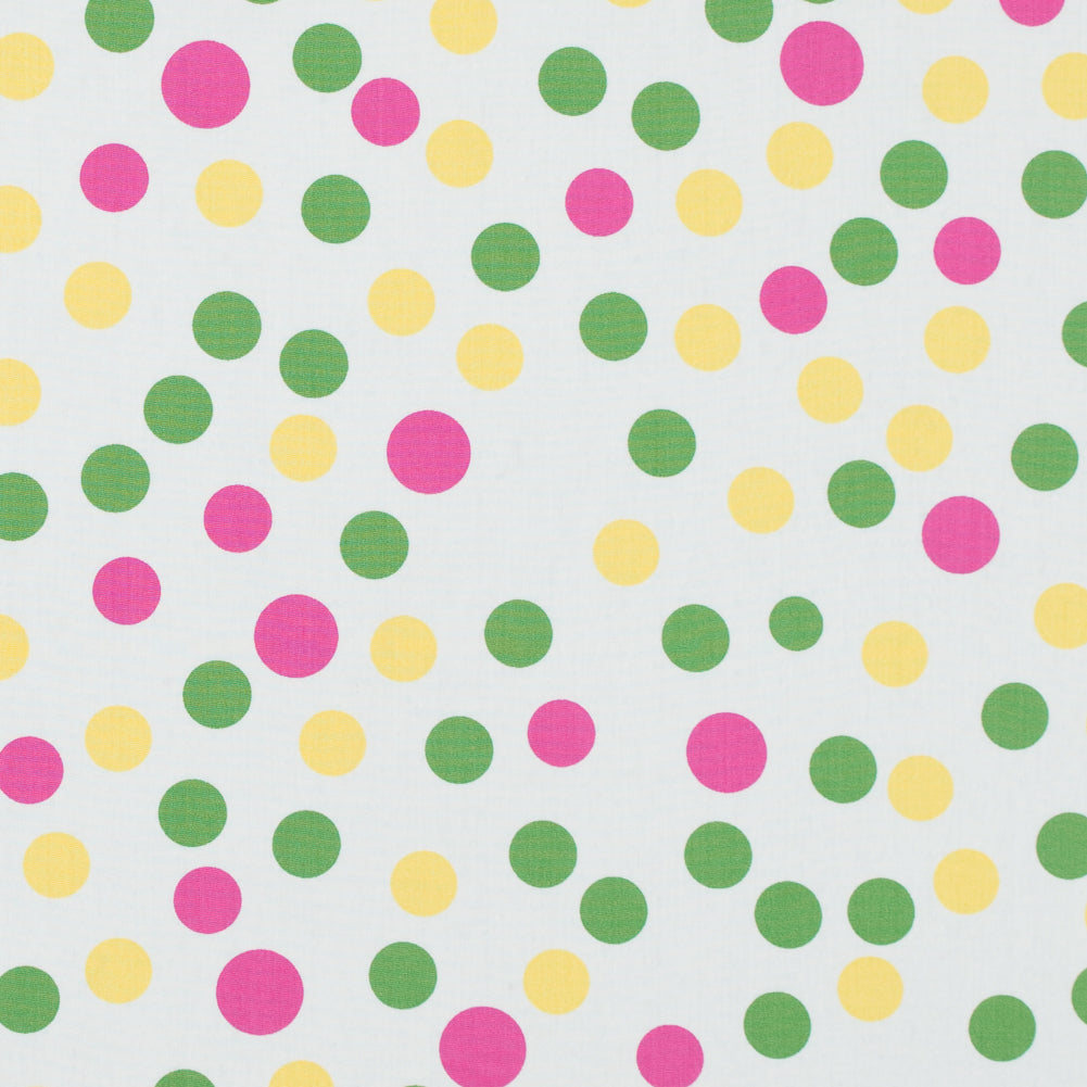 Green/Yellow/Pink Polka Dots Printed Cotton Poplin - Joann Fabrics