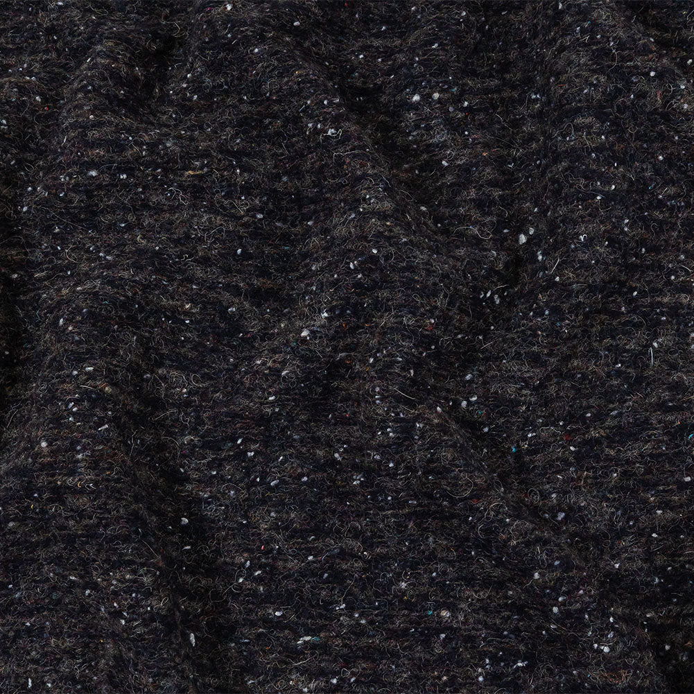 Italian Navy, Gray and White Speckled and Striated Fuzzy Blended Wool Sweater Knit - Joann Fabrics