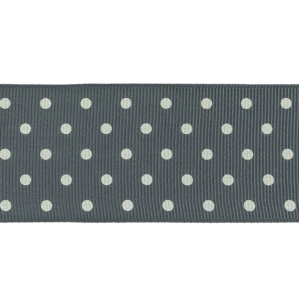 Sedona Sage and White Polka Dots Grosgrain Ribbon - 1.625